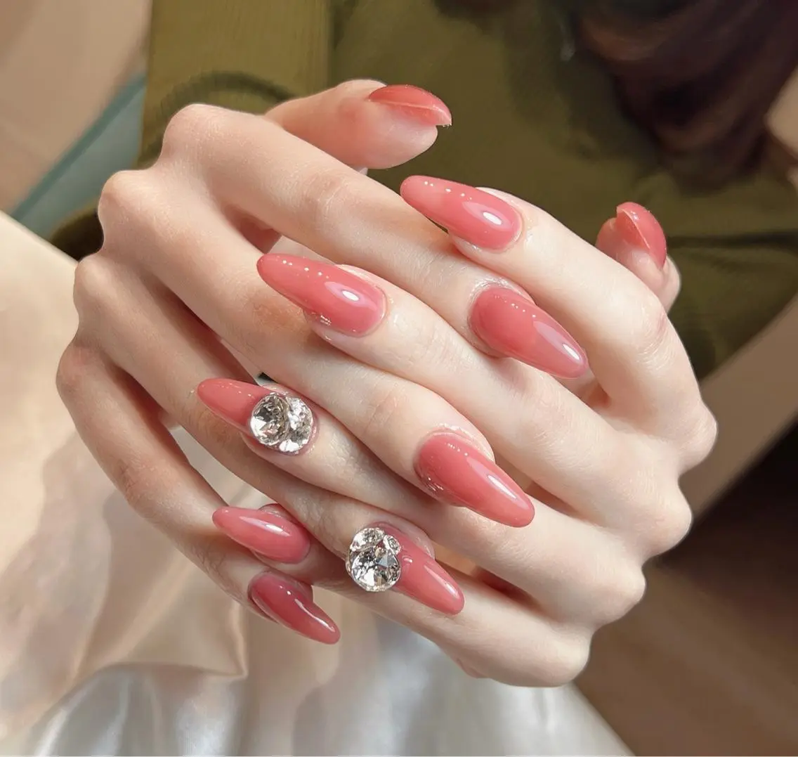 ネイル ジェルネイル ワンカラーネイル bijou nails 蓮のネイルデザイン