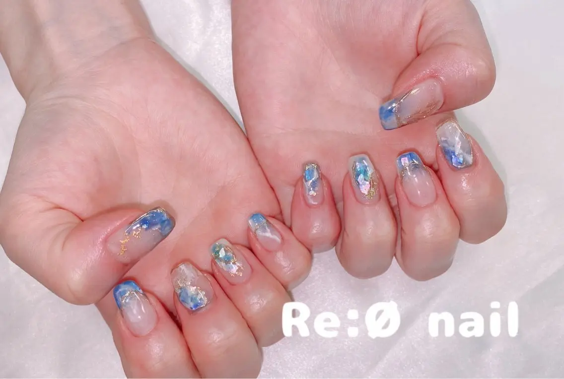 ネイル ブルー ニュアンスネイル Re:Ø nail 🩵TSUJIのネイルデザイン
