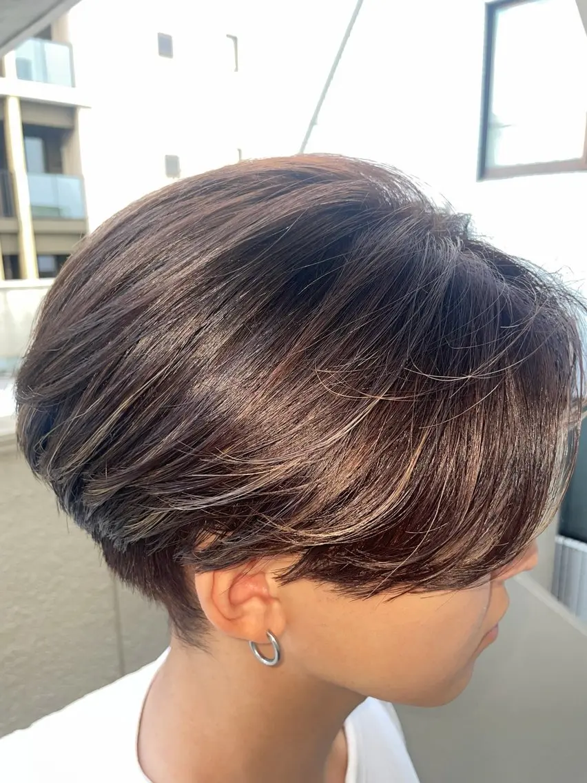 ショート カラー ブラウンカラー ショートヘア ヘアカラー トリートメント 艶感/修復カラー/ 小沼 一途👾↝のヘアスタイル