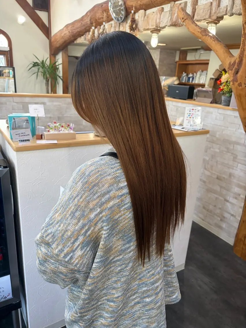 ロング カット 縮毛矯正 名取 純平のヘアスタイル