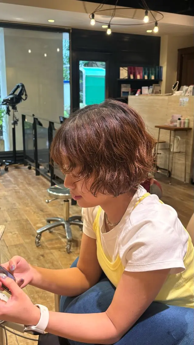 ショート ショートボブ ボブ ショートヘア カット パーマ ヒナノ/梅田/レイヤ ー/透明感カラーのヘアスタイル