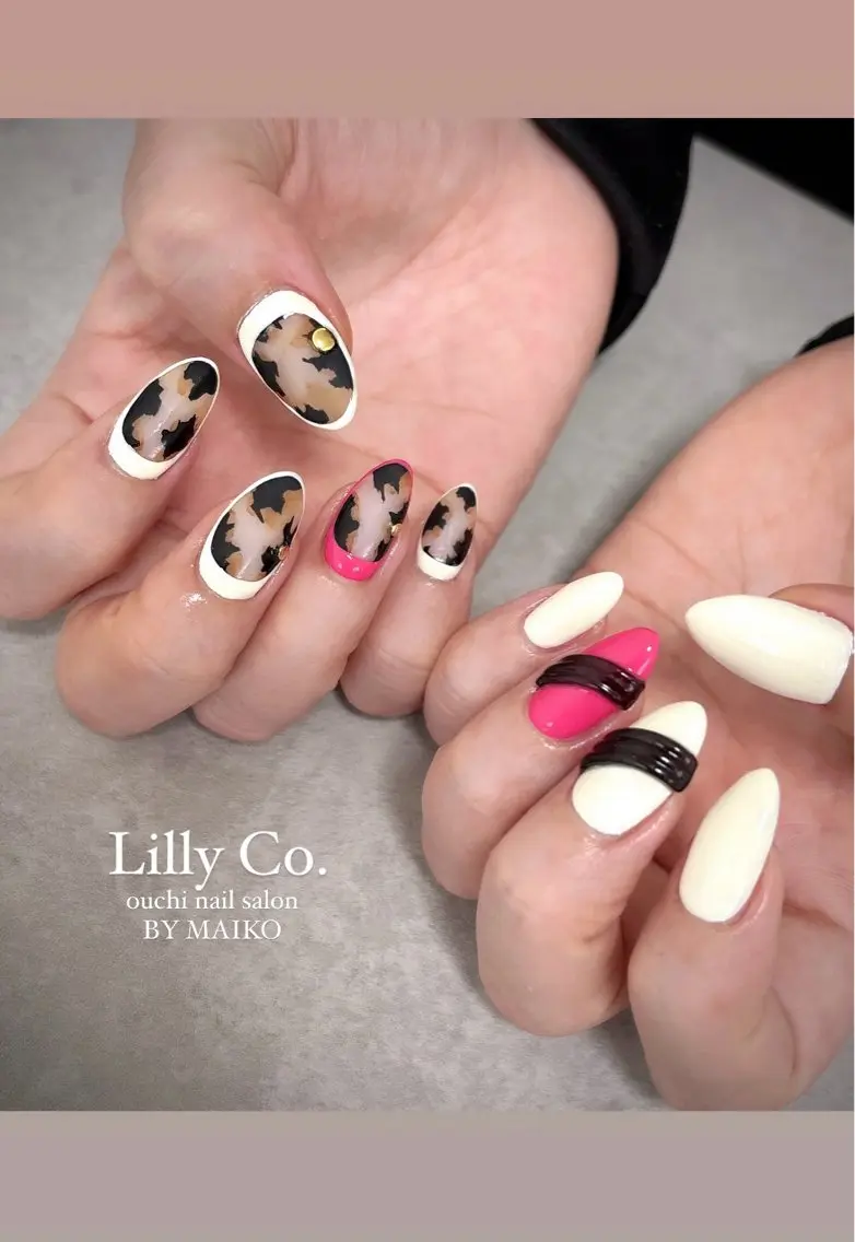 ネイル ピンク ハンドネイル ハンドケア Lilly Co.のネイルデザイン