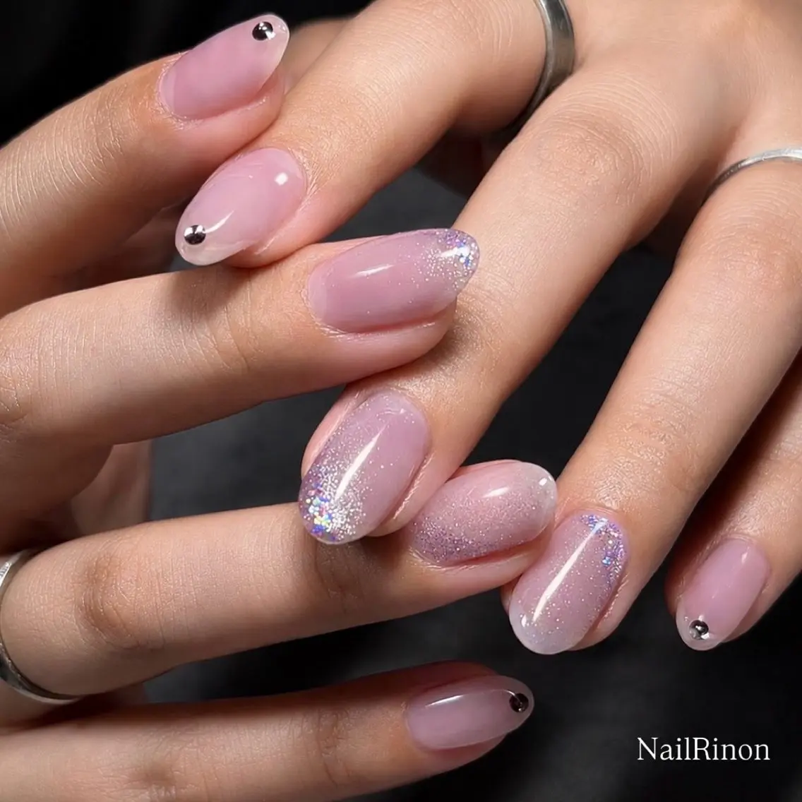 ネイル パープル ハンドネイル Nail Rinonのネイルデザイン