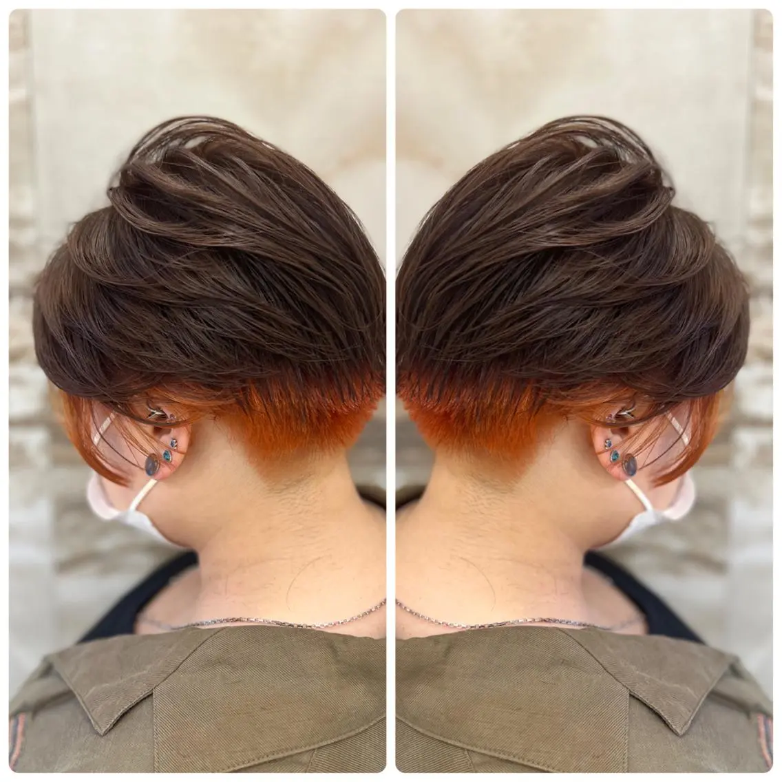 ショート カラー インナーカラー オレンジ ヘアカラー トリートメント 小山内 龍一郎 店長のヘアスタイル