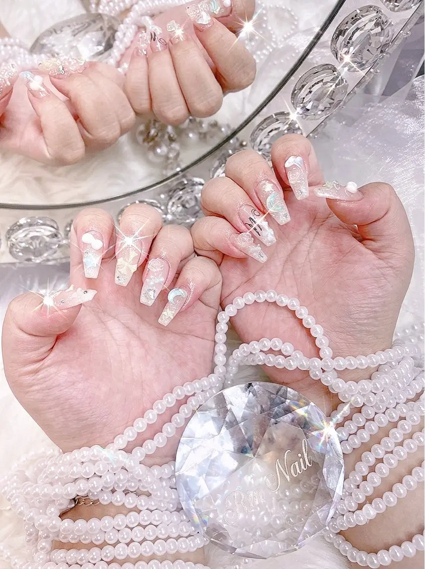 ネイル クリアネイル ドット フットネイル ジェルネイル グリーン Rin Nail 新大久保店のネイルデザイン