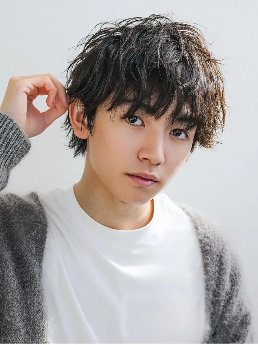 ✨メンズ限定✨社則、校則ギリギリOK✨カット＋シャドウパーマ+2stepトリートメント/スタイリングアドバイス付の写真