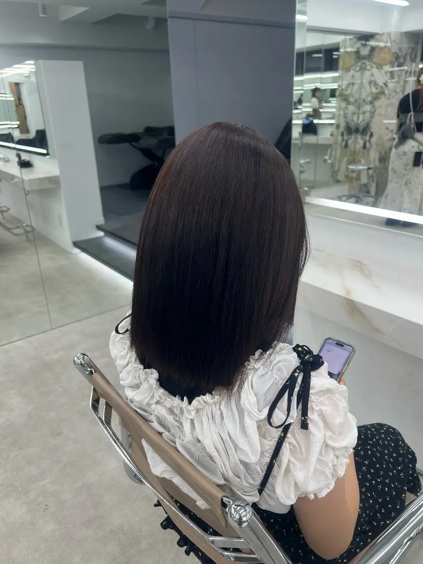 ミディアム 縮毛矯正 カット ヘアカラー のあ \ LIERU🥨のヘアスタイル