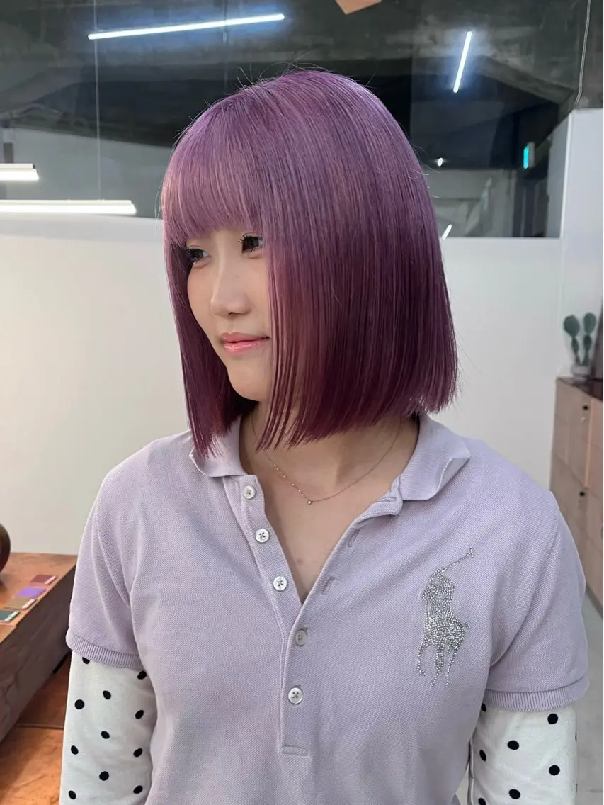 ミディアム パープルカラー ヘアカラー anri/大阪/ ボブカットのヘアスタイル