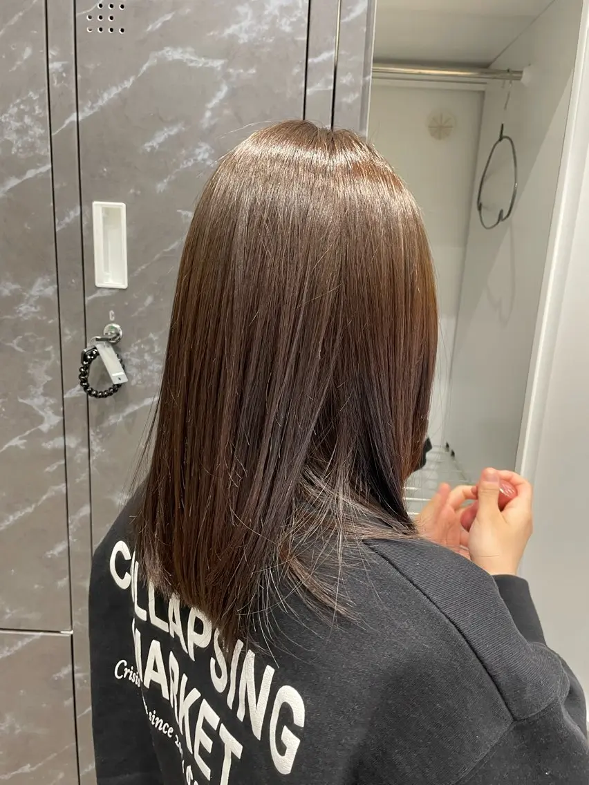 ミディアム カラー ブリーチ ブラウンカラー ダブルカラー ブリーチなしカラー ヘアカラー トリートメント 🪿透明感/艶カラー ﾜﾀﾅﾍﾞｱｵｲのヘアスタイル