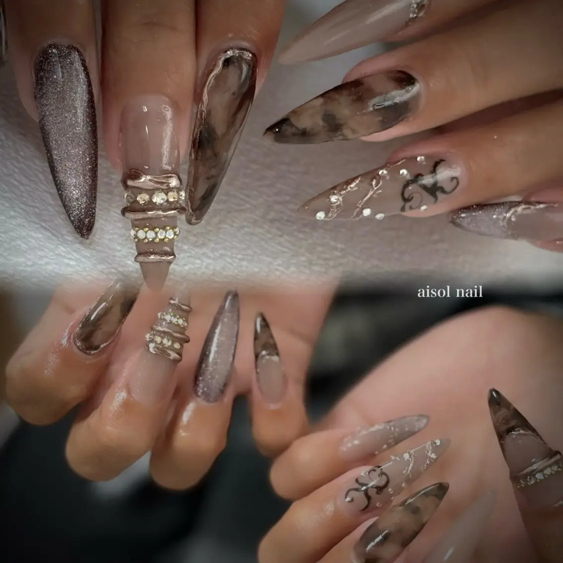 ネイル ブラウン ハンドネイル Aisol nail salonのネイルデザイン