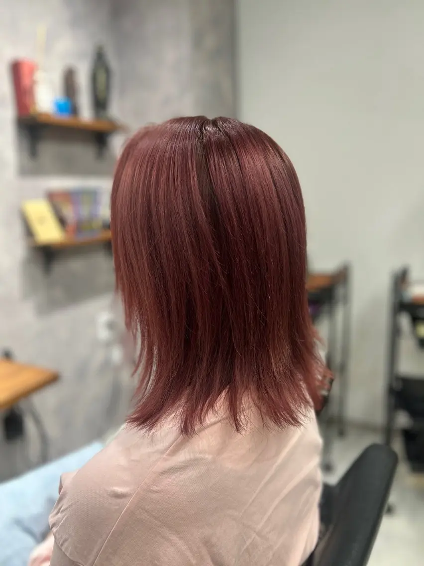 カラー ピンクカラー ヘアカラー トリートメント ヘッドスパ 稀代 真羽のヘアスタイル