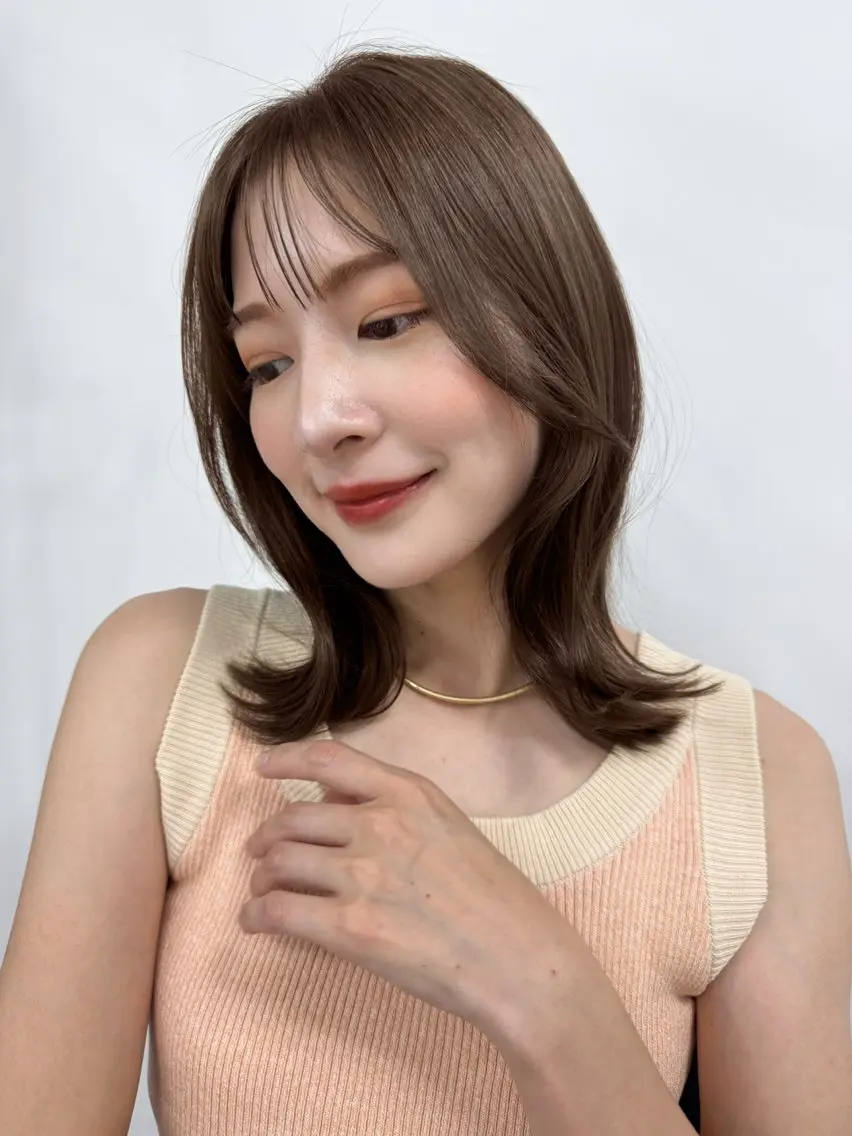 ミディアム カット ヘアカラー トリートメント 艶髪/レイヤー/ 垢抜け🩵/MARIのヘアスタイル