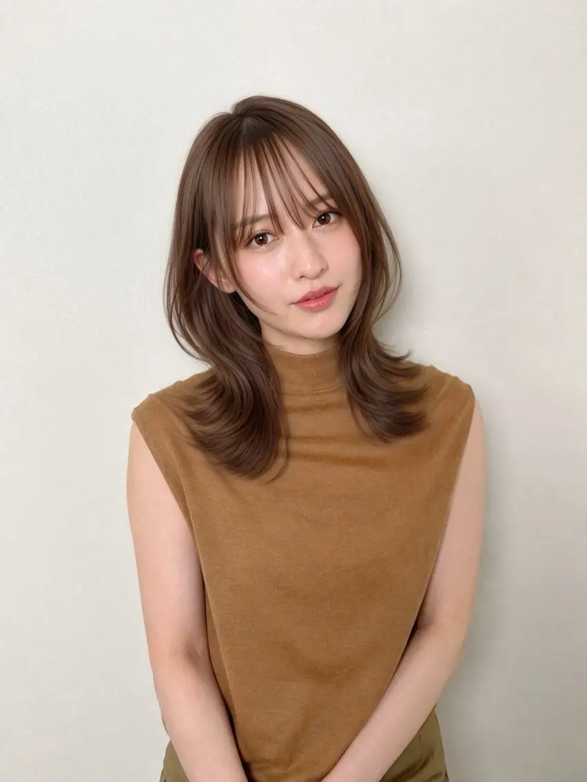 セミロング 顔まわりレイヤー 顔周りカット レイヤーカット 似合わせカット 小顔カット パーソナルカラー診断 骨格診断 中野渡 真利那のその他イメージ