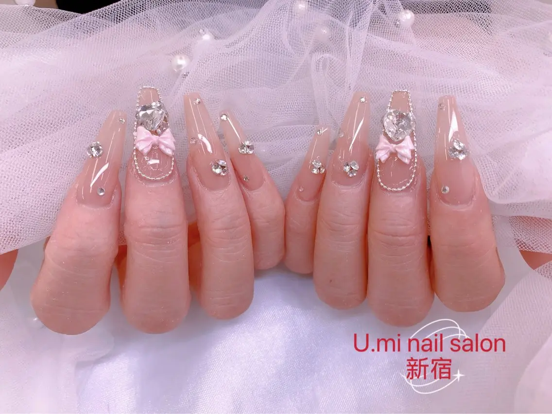 ネイル ボルドー チークネイル 長さ出し フレンチネイル ジェルネイル UMI ネイルサロン新宿🎀のネイルデザイン
