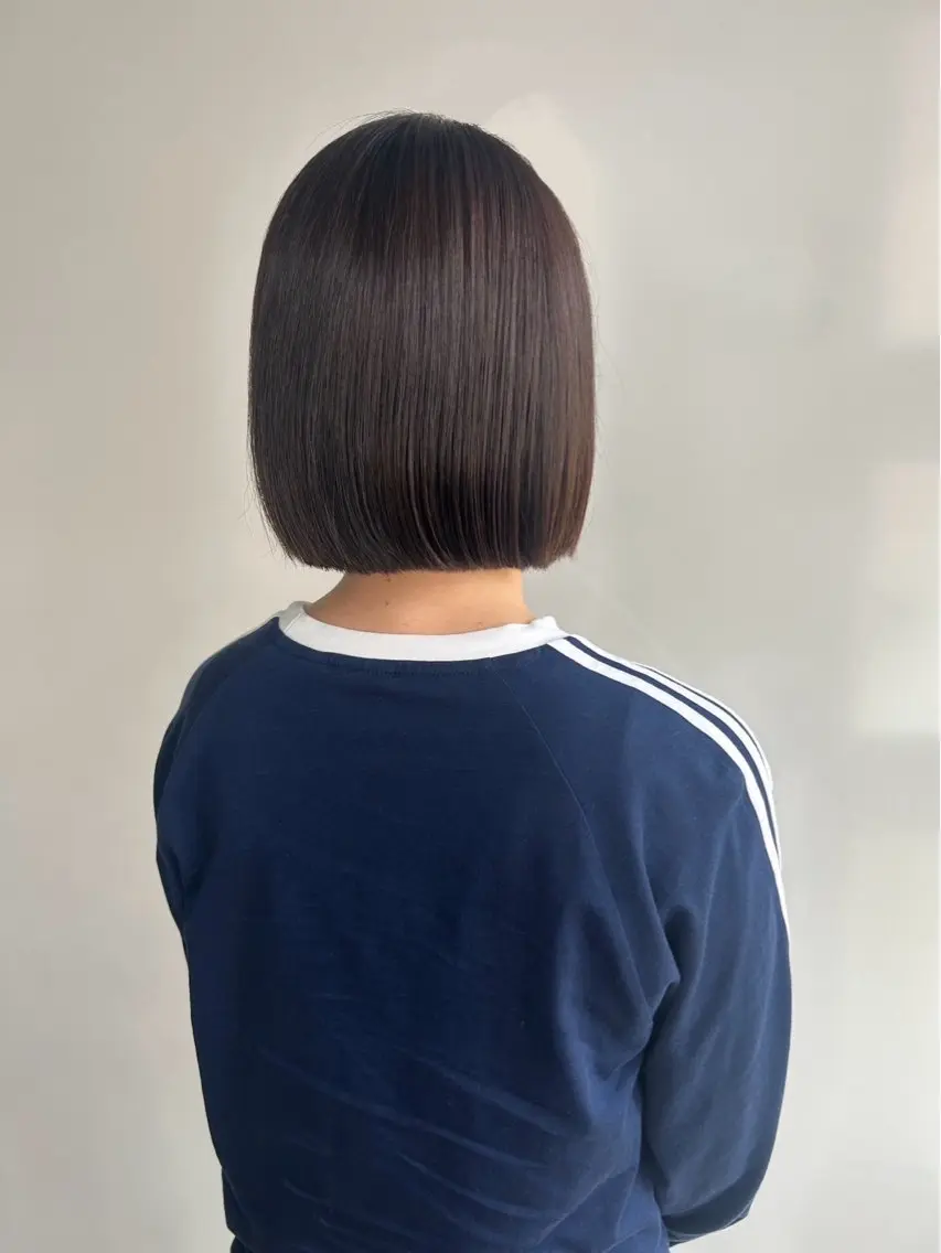 ミディアム ボブ 髪質改善 カット 縮毛矯正 よしなり あみのヘアスタイル