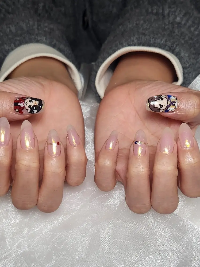 ネイル オーロラネイル ピンク 冬ネイル Nailroom3 古屋のネイルデザイン