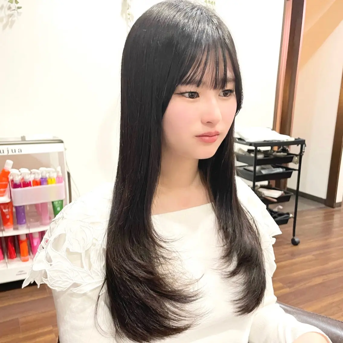 セミロング カラー ヘアアレンジ キッズ 髪質改善 ヨシンモリ 韓国風ヘア レイヤーカット オルチャンヘア さわ きょうすけ/ ボブ髪質改善ショートのヘアスタイル