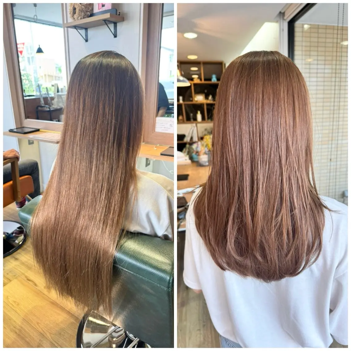 ロング カラー ベージュカラー オリーブベージュ カット ヘアカラー トリートメント ツキダテ ユイのヘアスタイル