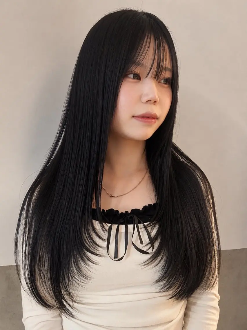 ロング カラー 黒髪 透明感カラー ヘアカラー 【 ViVIE 】 トモ／透明感カラーのヘアスタイル