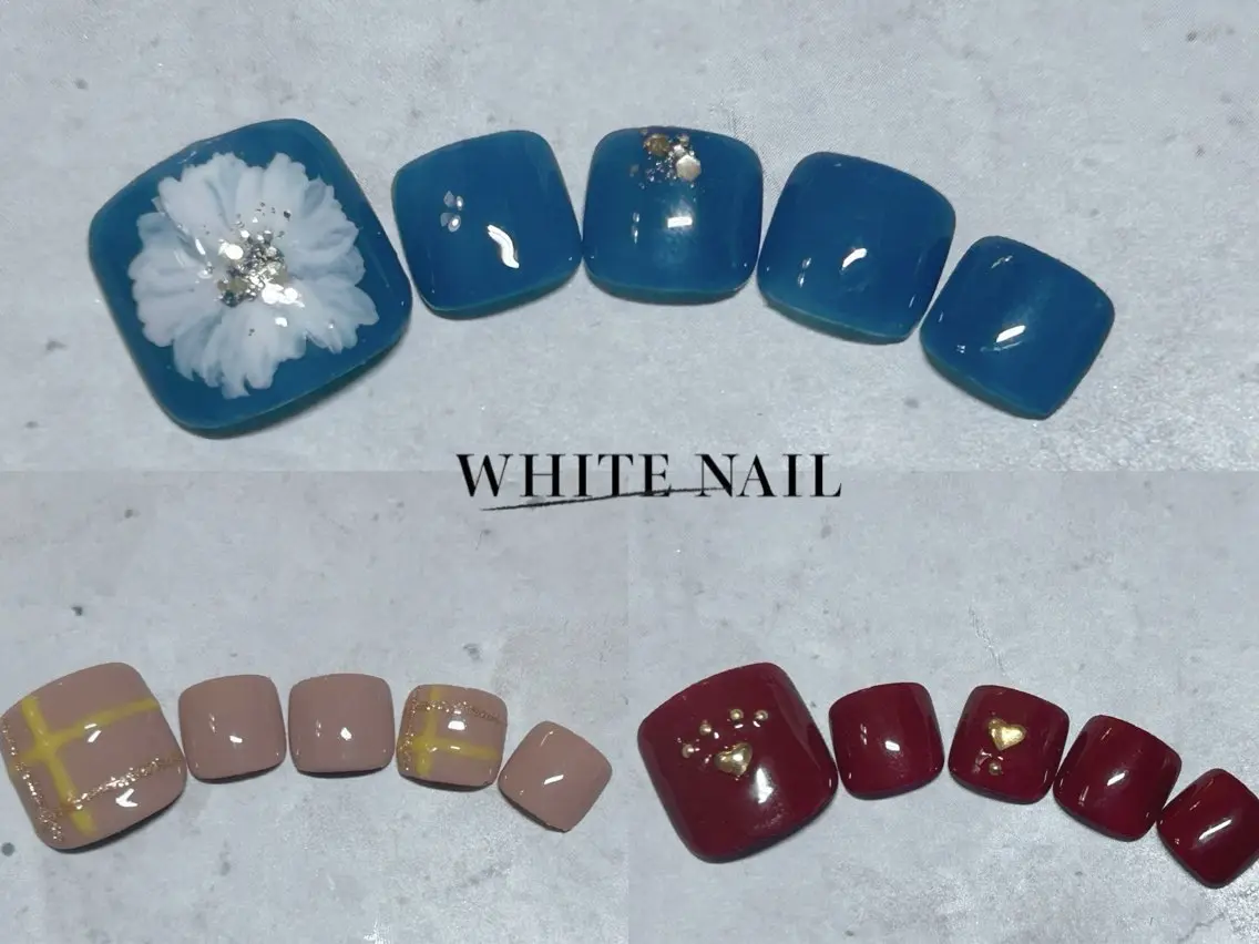 ネイル フットネイル シンプルネイル フットネイル WHITE NAIL ホワイトネイルのネイルデザイン