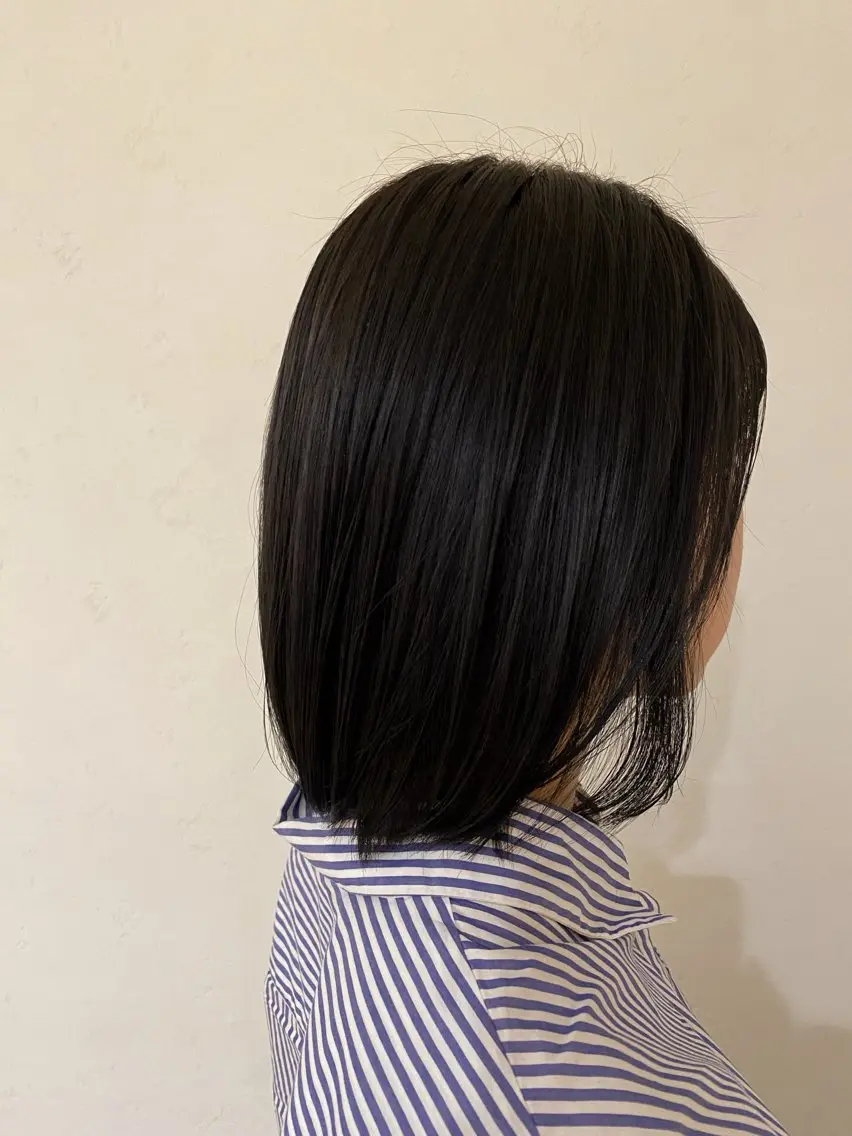 カラー 黒髪 ブルーカラー ブルーブラック 透明感カラー ヘアカラー カラーモデル募集🩰 Amiのヘアスタイル