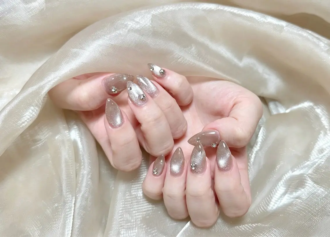 ネイル チークネイル 長さ出し フレンチネイル ジェルネイル 韓国ネイル Lucky Nail Salon❶のネイルデザイン