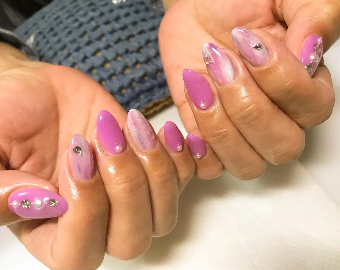 ネイル フットネイル パープル シンプルネイル 春ネイル 夏ネイル nail fufla ♡yamane♡のネイルデザイン