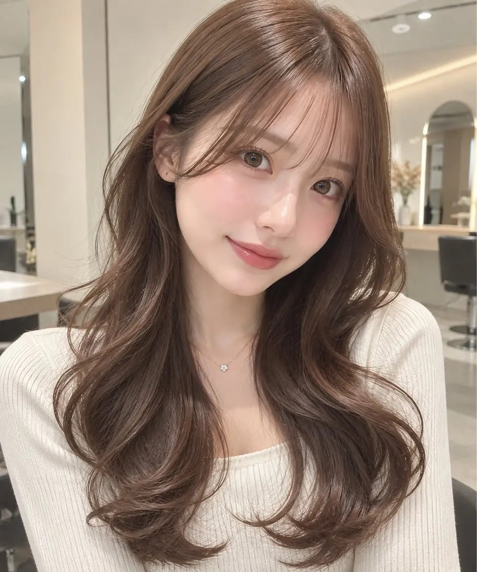 ロング パーマ カット パーマ 韓国風パーマ/ヘア セット/店長みづきのヘアスタイル