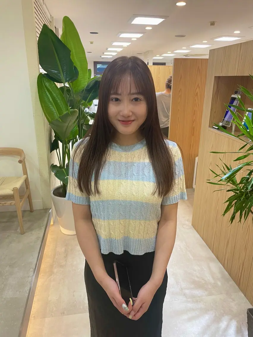 ロング カット ヘアカラー トリートメント minatsu 東京の技術を京都でのヘアスタイル