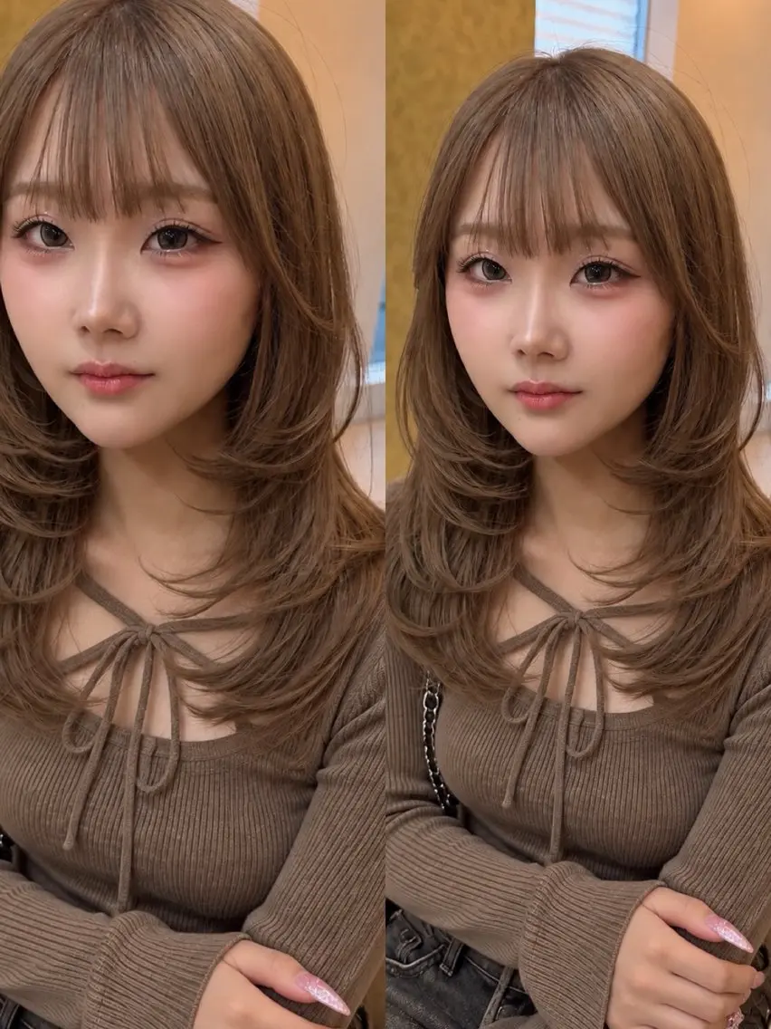 セミロング カラー カット ヘアカラー トリートメント Akane レイヤー/艶カラーのヘアスタイル
