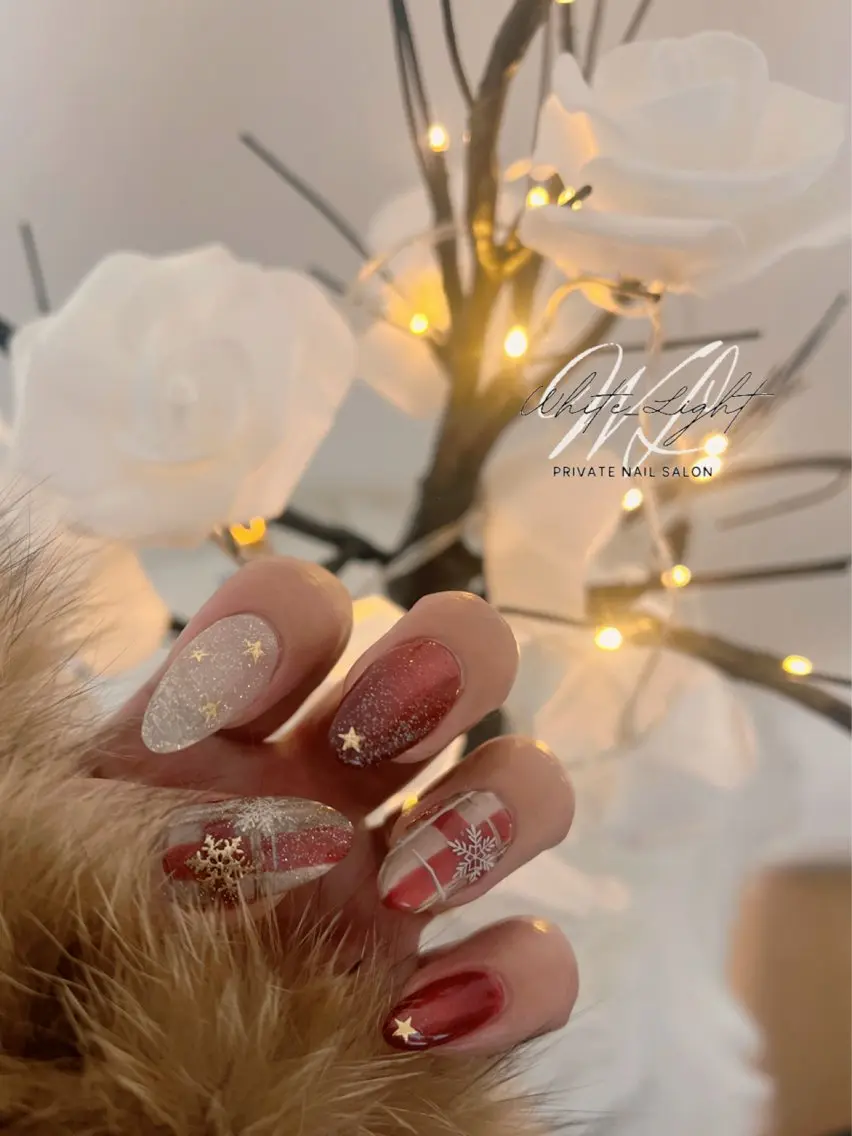 ネイル 冬ネイル クリスマス ハンドネイル プライベートサロン WhiteLightのネイルデザイン