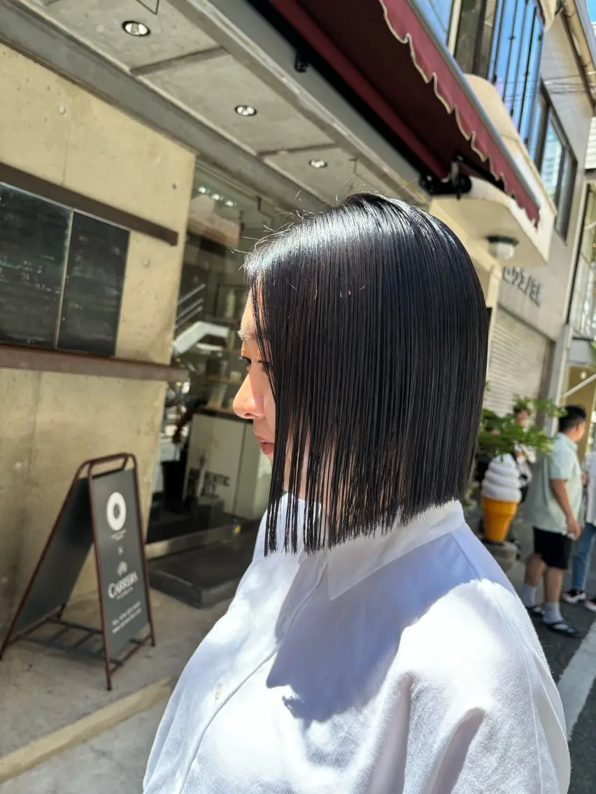 ショート カラー 黒髪 水原波津輝/ボブ /ニュアンスパーマのヘアスタイル