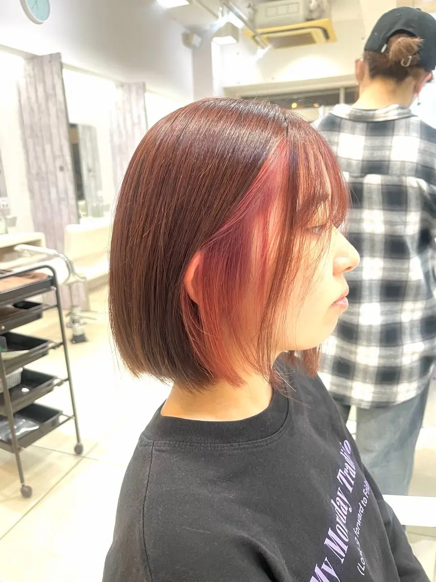 ショート カラー ピンクカラー ヘアカラー 🤎ベージュカラー/ 髪質改善/山岸🤎のヘアスタイル