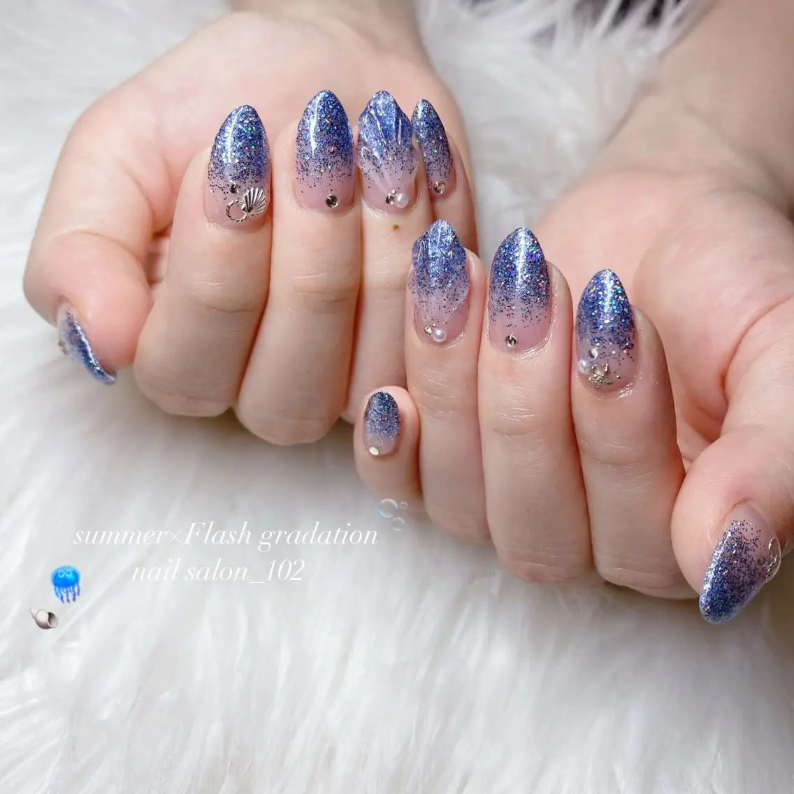 ネイル フラッシュネイル グラデーション ラメ(グリッター) ラメグラデーション ハンドネイル nail salon 102のその他イメージ