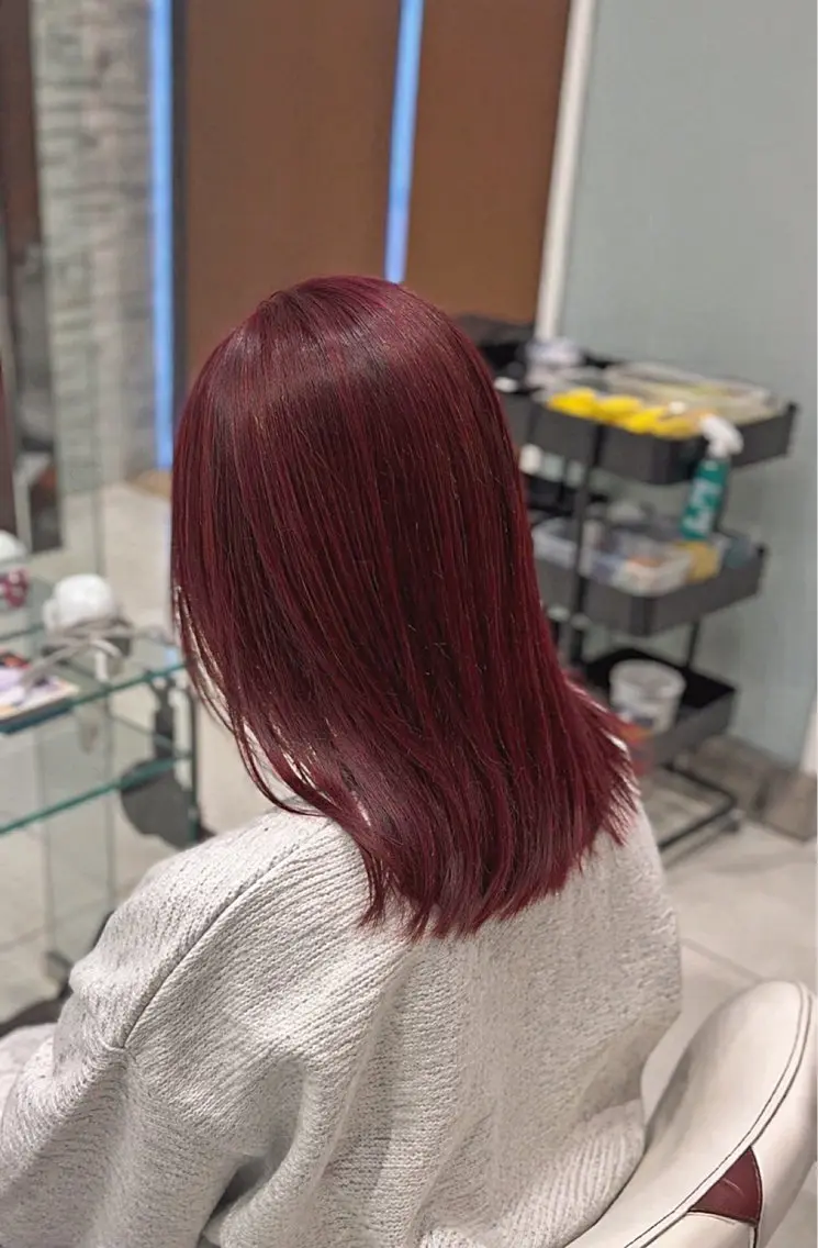 カラー レッドカラー ヘアカラー 🥀ブリーチ特化/ 赤髪/ゆうしん🥀のヘアスタイル