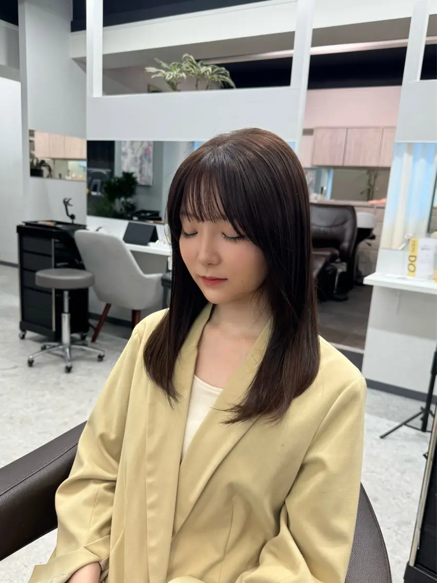 セミロング 顔周りカット 小顔カット 可愛い顔周りカット お任せください✨中川のヘアスタイル