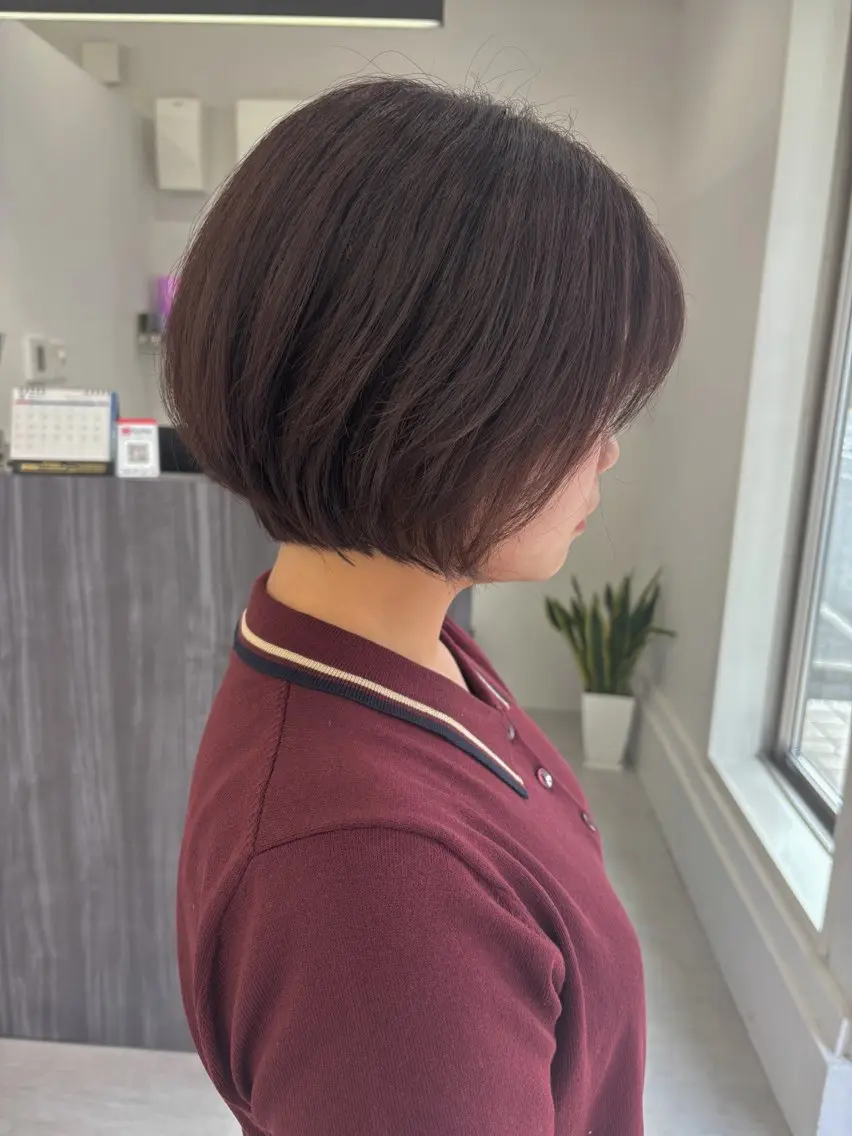 ショート ショートボブ 丸みショート ピンクブラウン ボブ ショートヘア カット ヘアカラー トリートメント 新村 華奈絵のヘアスタイル