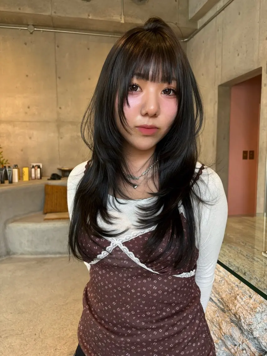 ロング ハッシュカット レイヤーカット 福岡海外風レイヤー/ ゴトリのヘアスタイル