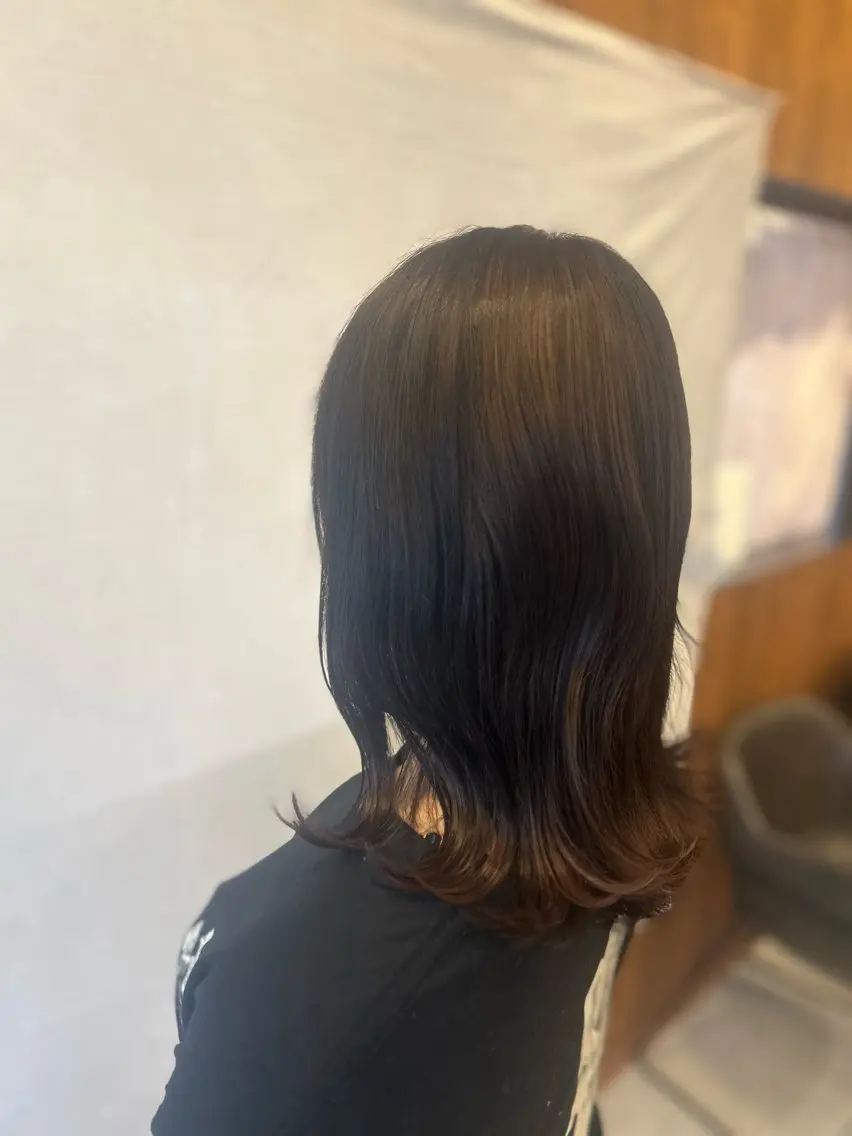 ミディアム カラー ブラウンカラー 尾崎 恭子のヘアスタイル