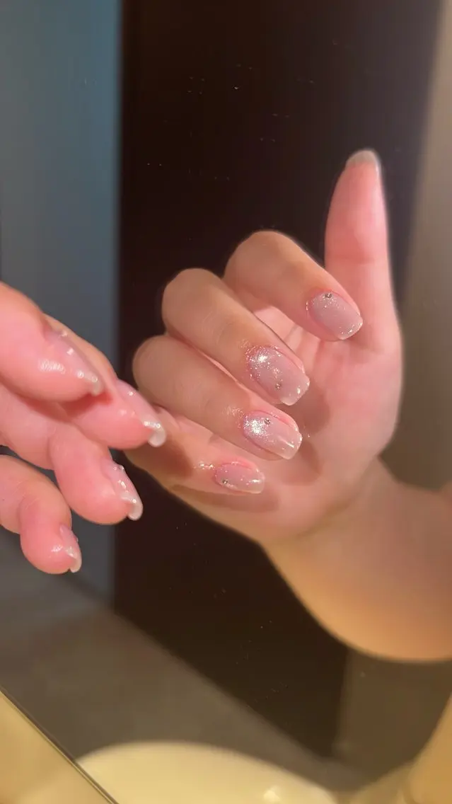 ネイル マグネットネイル ピンク ショートネイル ハンドネイル solea nail /sakiのネイルデザイン
