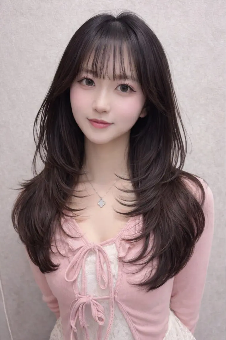 ロング カット ヘアカラー maya🇰🇷韓国 レイヤー/顔まわりのヘアスタイル