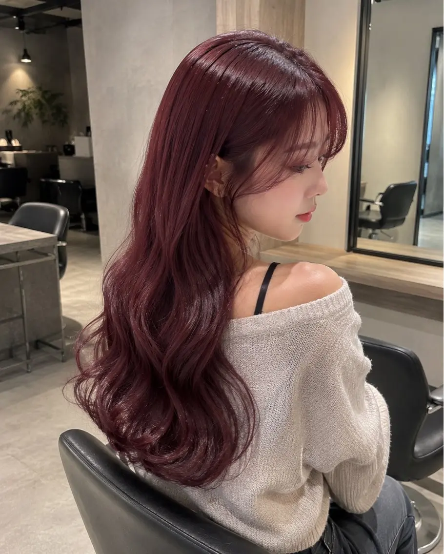 ロング カラー ヘアカラー 🍒モテ暖色カラー × うる艶✧ ゆなのヘアスタイル
