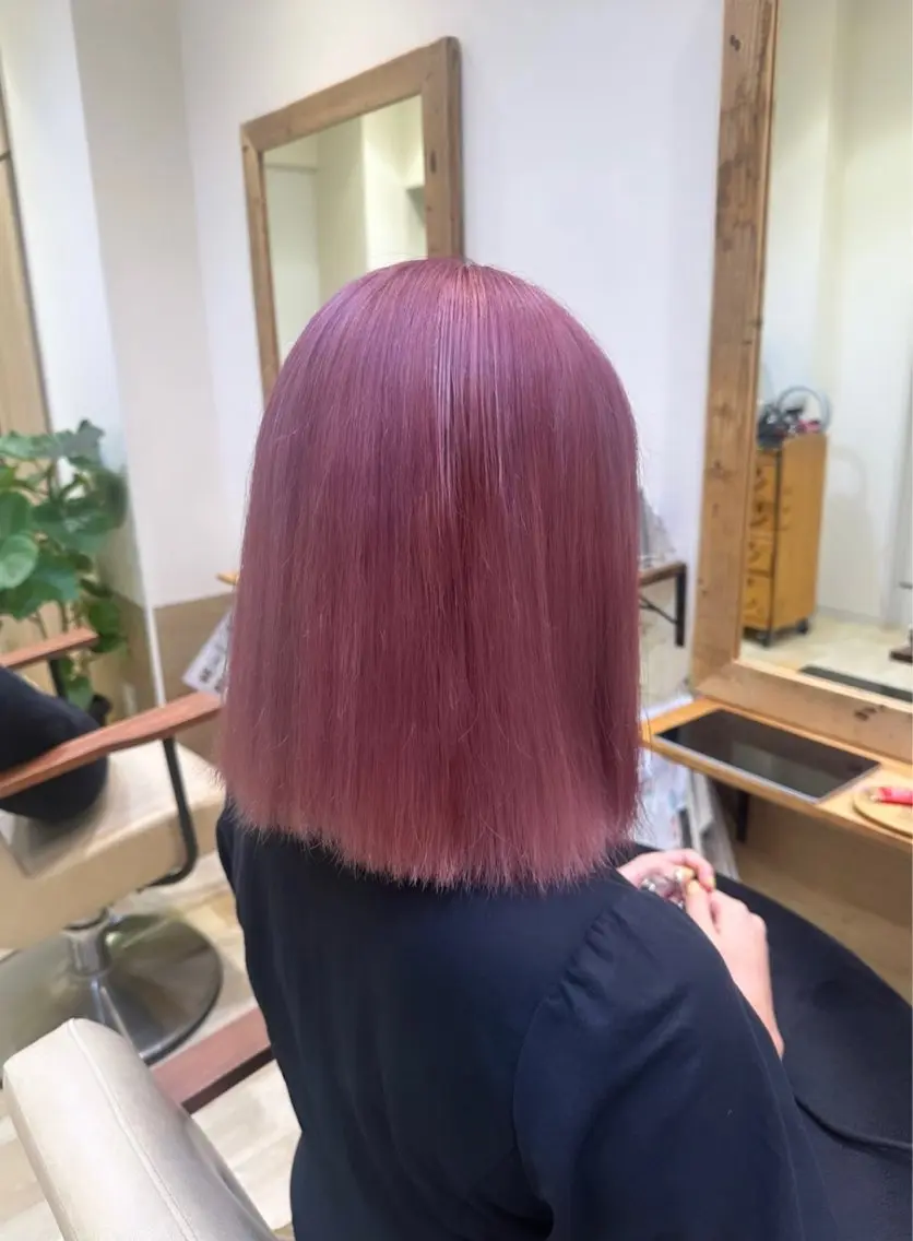 ミディアム カラー ラベンダーカラー ラベンダーピンク ピンクカラー ブリーチなしカラー RURI🩵のヘアスタイル
