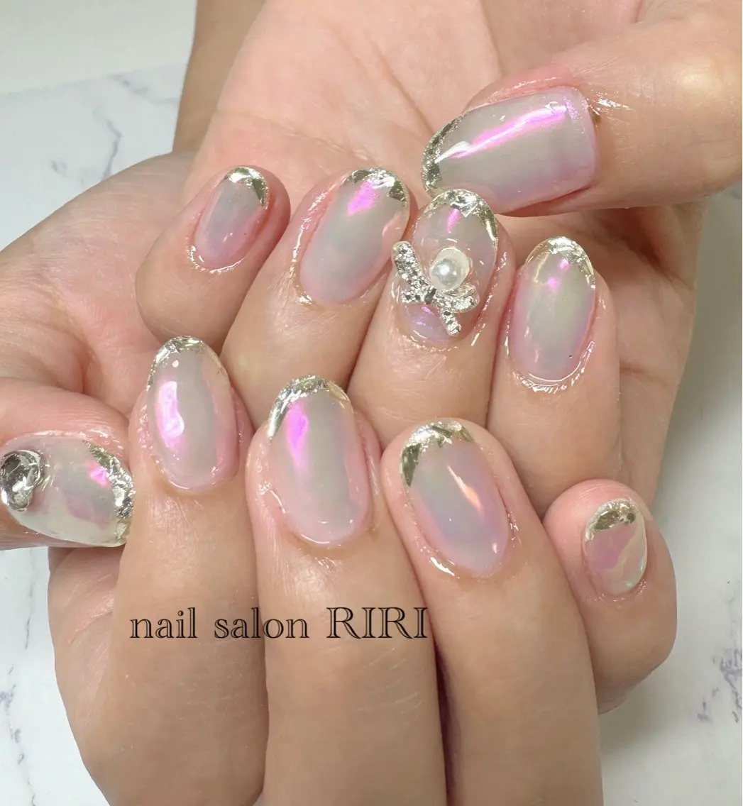 ネイル フレンチネイル ガラスフレンチ RIRI リリのネイルデザイン