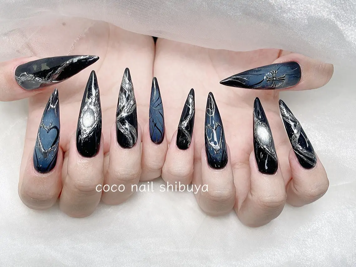 ネイル 成人式 大理石ネイル(マーブル) リボン 夏ネイル ネイルチップ ハンドネイル Min Coco nailのネイルデザイン