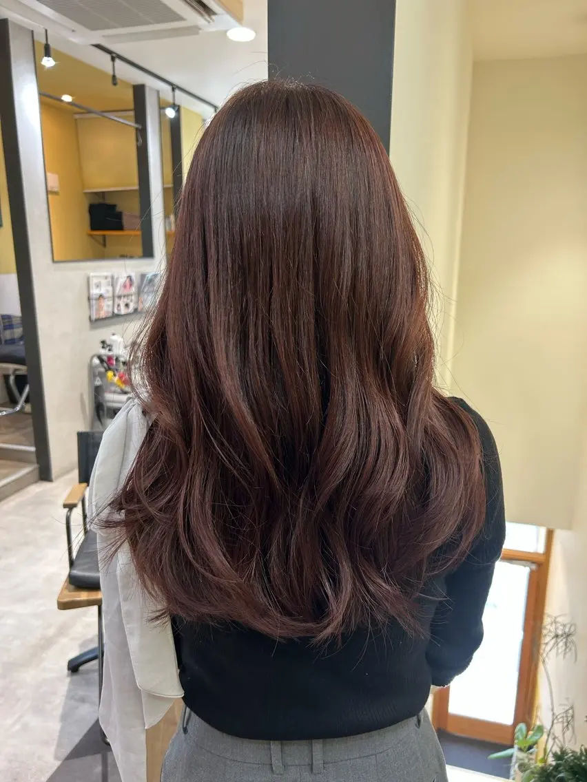 ロング カラー ブラウンカラー ピンクカラー ピンクブラウン hubhair レイヤー/透明感のヘアスタイル