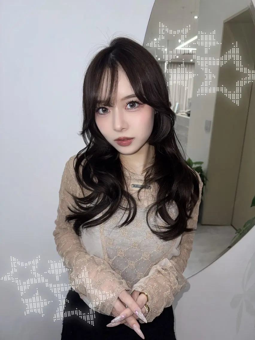 ロング カット ヘアカラー トリートメント レイヤーカット❤︎ 韓国ヘア❤︎YUKAのヘアスタイル