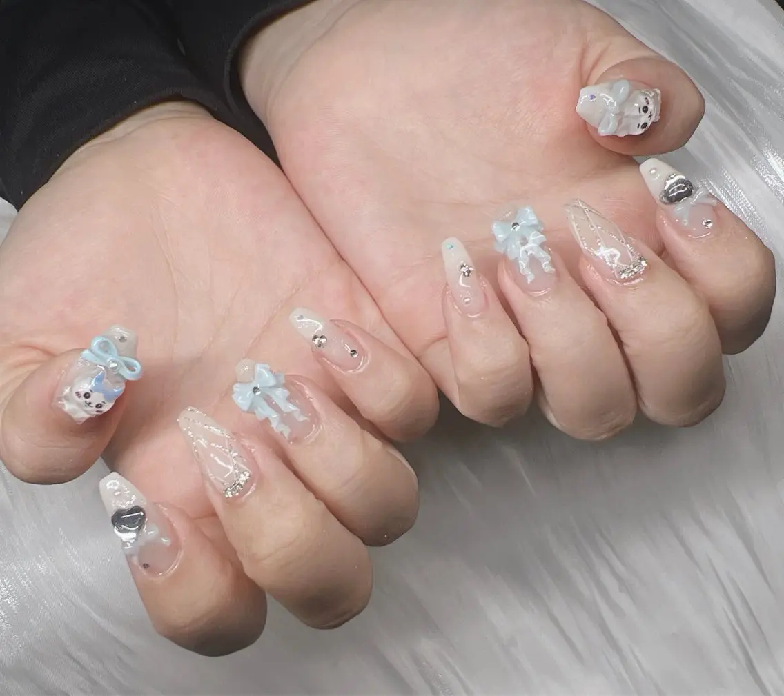 ネイル 長さ出し グラデーション キラキラネイル マグネットネイル ニュアンスネイル Lee Nails チップ長さだし専門店のネイルデザイン