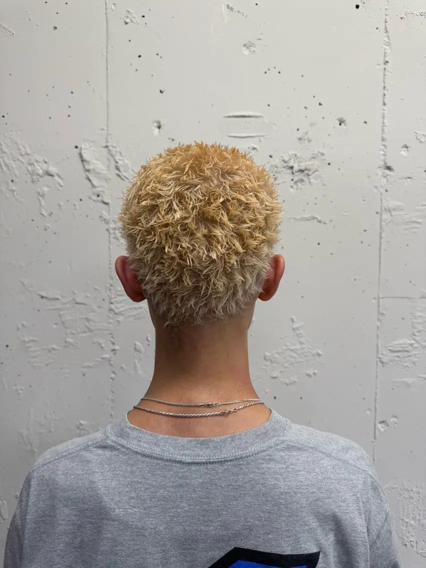 ショート カラー パーマ メンズ センターパート ダウンパーマ フェードカット メンズハイライト メンズパーマ カット ヘアカラー パーマ 💈メンズ特化💈 TASUKUのヘアスタイル