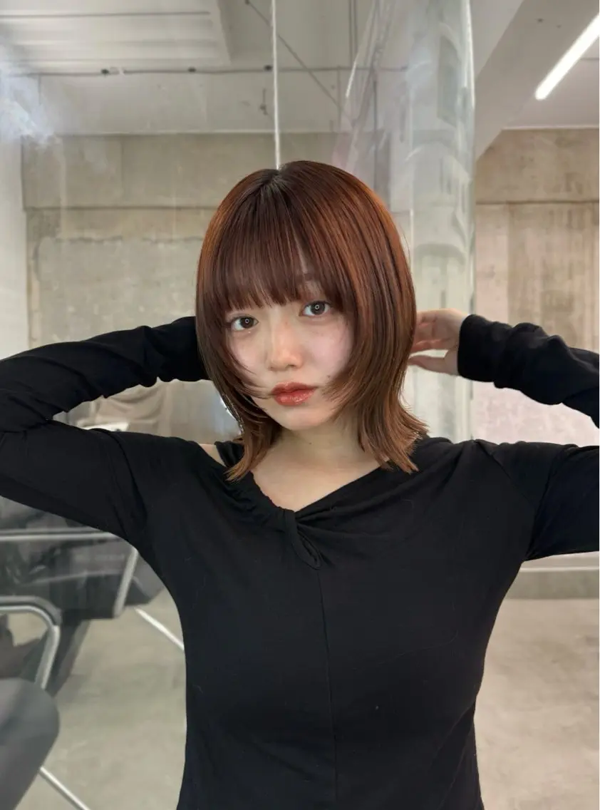 ミディアム ヘアカラー 髪質改善×ブリーチ なしカラー/桃愛のヘアスタイル